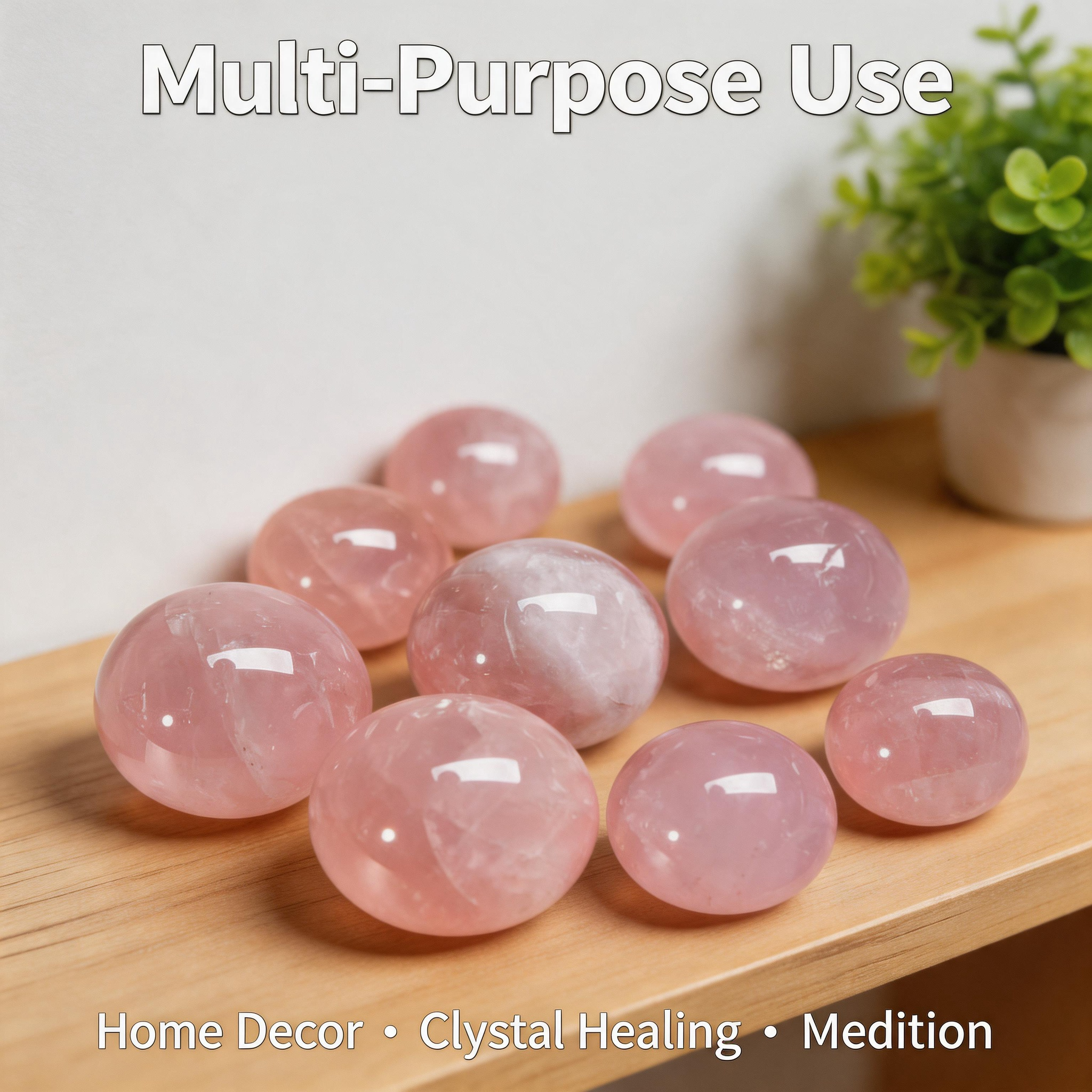 Natural Rose Quartz Crystal Sphere | Pink Crystal Ball for Healing & Home Decor