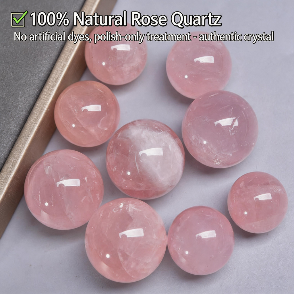 Natural Rose Quartz Crystal Sphere | Pink Crystal Ball for Healing & Home Decor